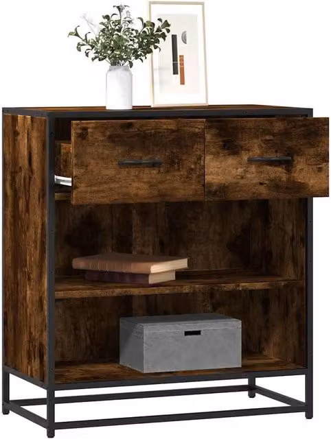 Berkfield Home Smoked Oak Sideboard in Brown, W/D/H: 68 x 35 x 76 cm
