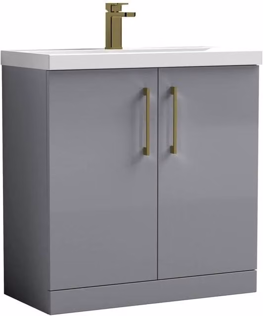 Balterley Contemporary 2-Door Freestanding Bathroom Floor Vanity Unit with Basin, Grey, W: 80 cm, H: 84 cm – 1