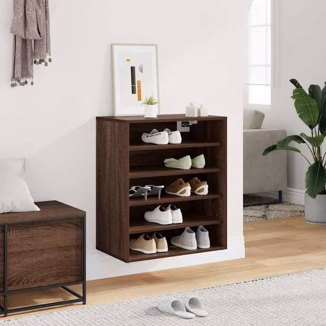 Berkfield Home Modern Brown Oak Shoe Cabinet W/D/H: 60 x 35 x 70 cm