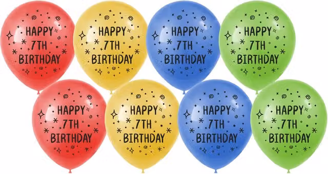 My Party Pack of 8 Multicolour Round Birthday Latex Balloons