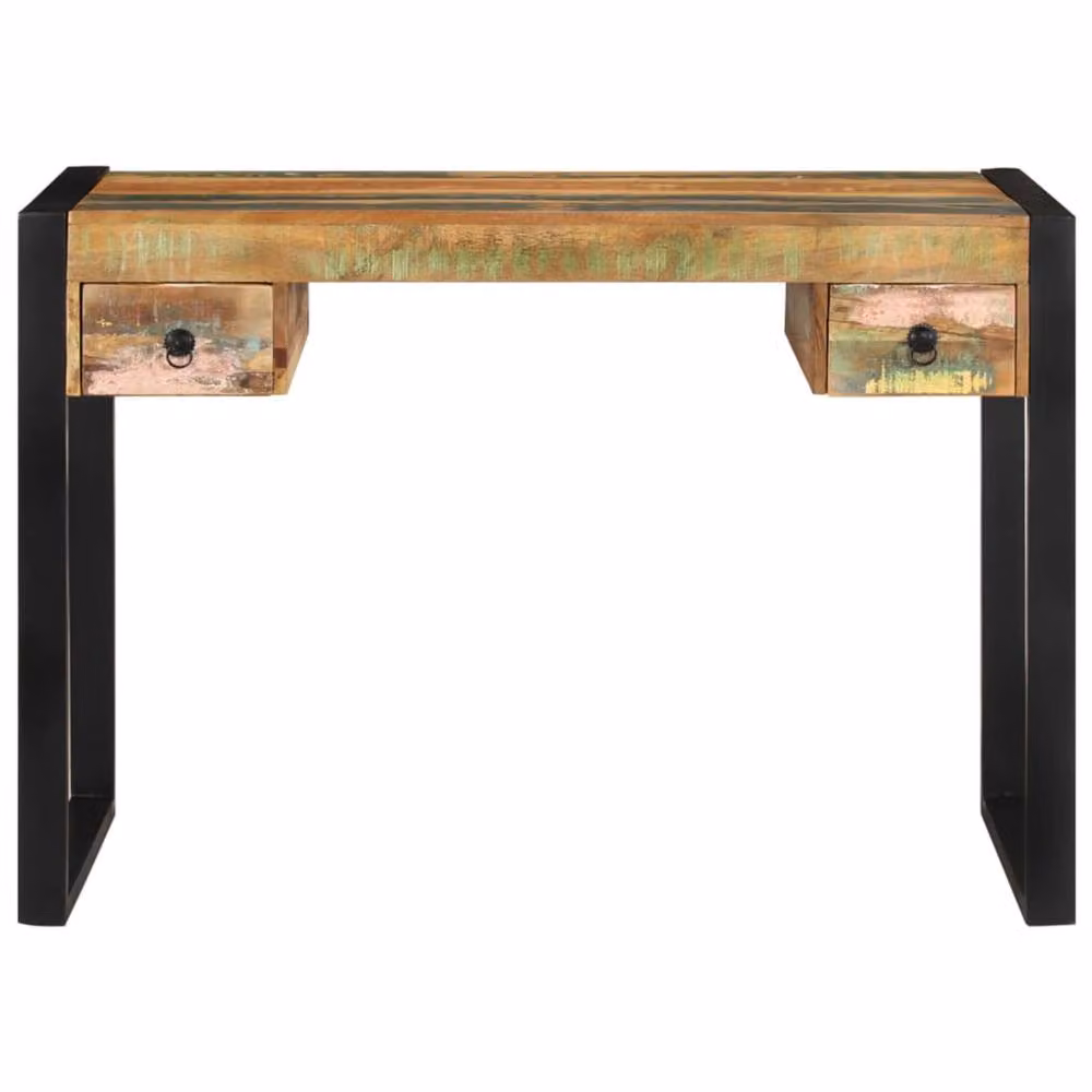 Berkfield Retro Writing Desk in Multicolour Solid Reclaimed Wood with Sled Base – 1