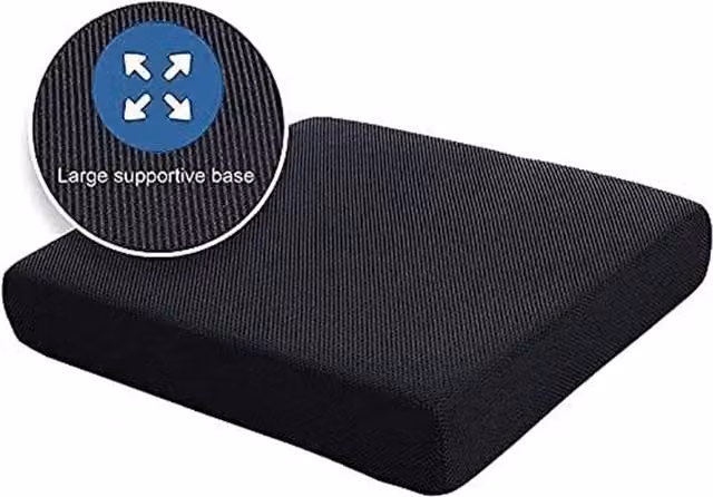Nordara Black Orthopaedic Memory Foam Cushion with Faux Leather Cover, Antibacterial and Breathable, W/D/H: 40 x 40 x 7.62 cm – 1