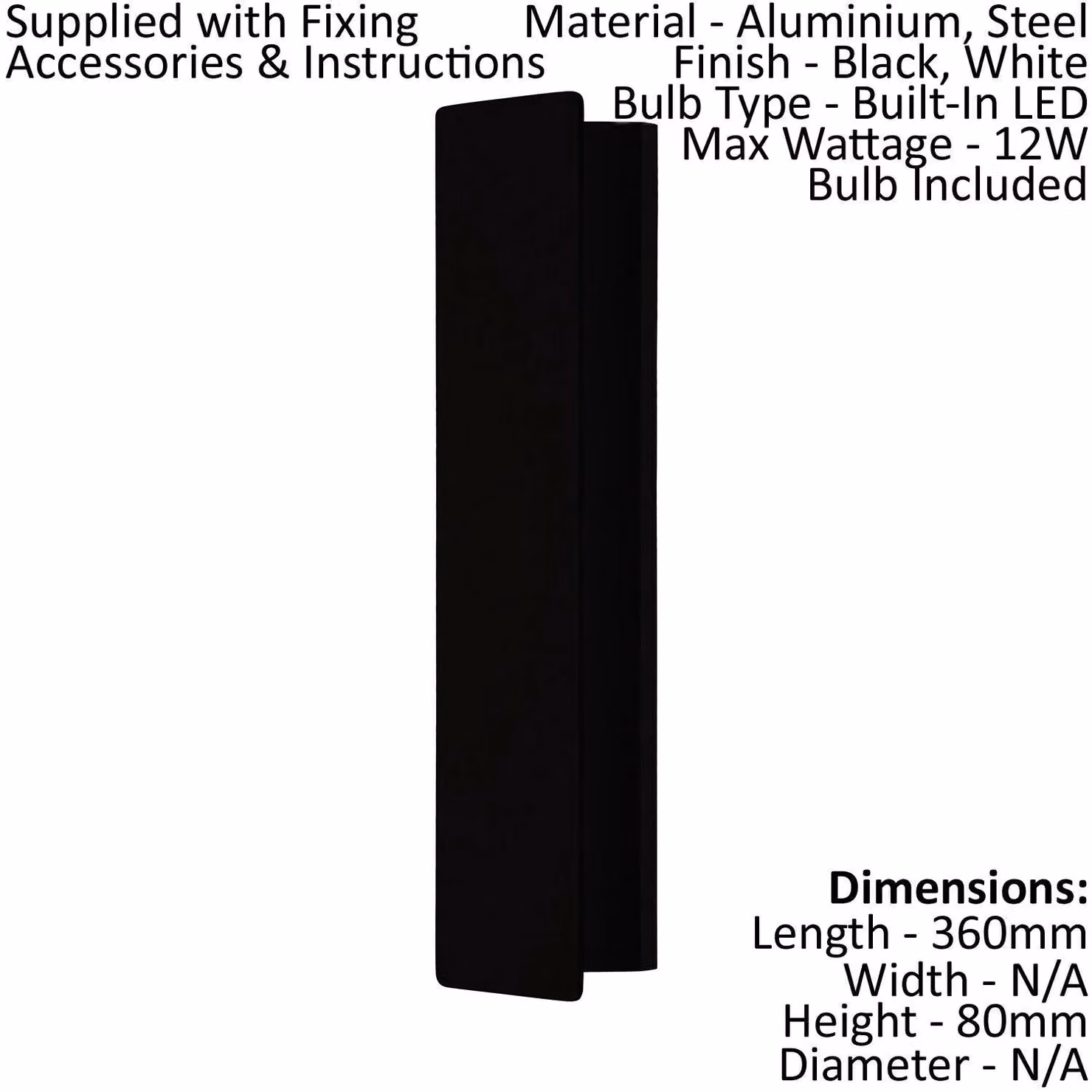 Loops Black Aluminium LED Wall Light with Included Bulb – 2
