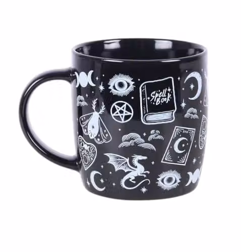 Something Different Wholesale Spellbound Secrets Mystical Print Mug in Black