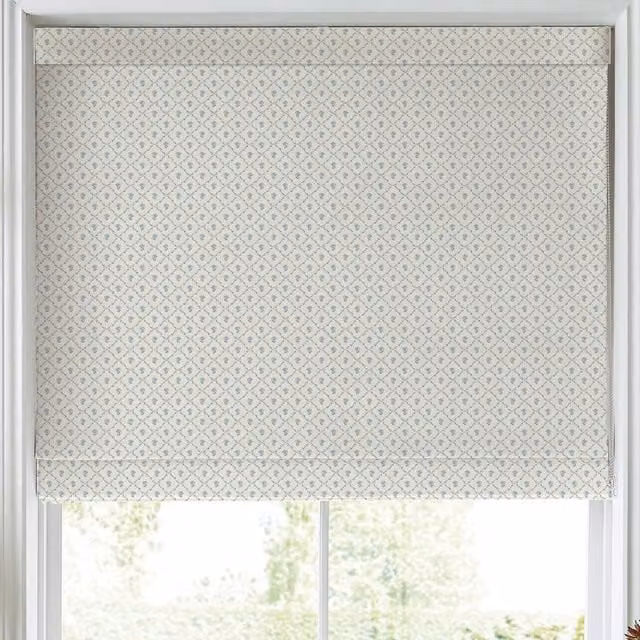 Laura Ashley Kate Made to Measure Blackout Roman Blind in Pale Seaspray Blue Floral Textile