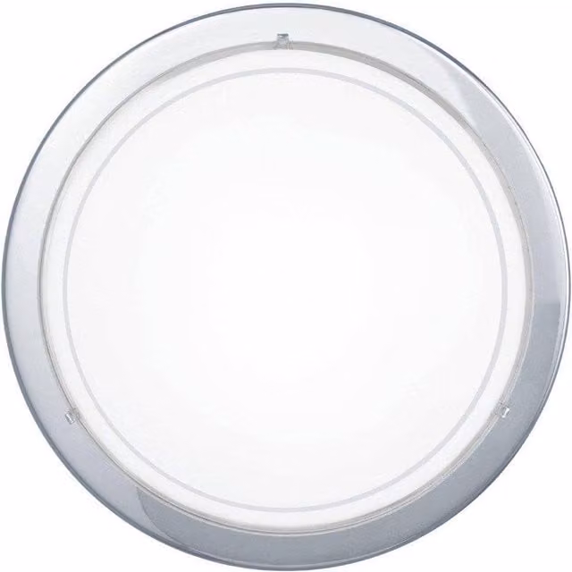 Eglo Planet 1 Chrome Metal and Glass Semi Sphere Flush Wall Light in Silver and White