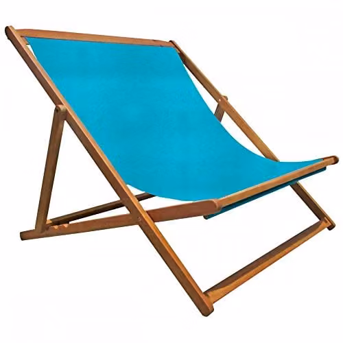 Charles Bentley FSC Acacia Wood Double Deck Chair with Teal Polyester Fabric, W/D/H: 120 x 112 x 95 cm – 1
