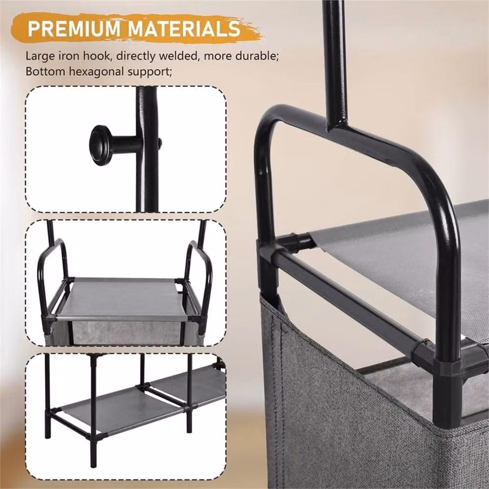 Nordara Black Heavy Duty Metal Clothes Rail and Open Wardrobe Garment Rack – 4