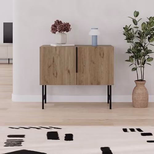 HOCUS PICUS Modern Oak Console Cabinet for Hallways and Living Rooms, Brown, W/D/H: 88.0 x 40.0 x 75.0 cm
