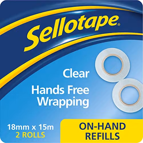 Sellotape On-Hand Extra Strong Clear Tape Refills, Pack of 2, W: 1.8 cm, L: 15 m – 2