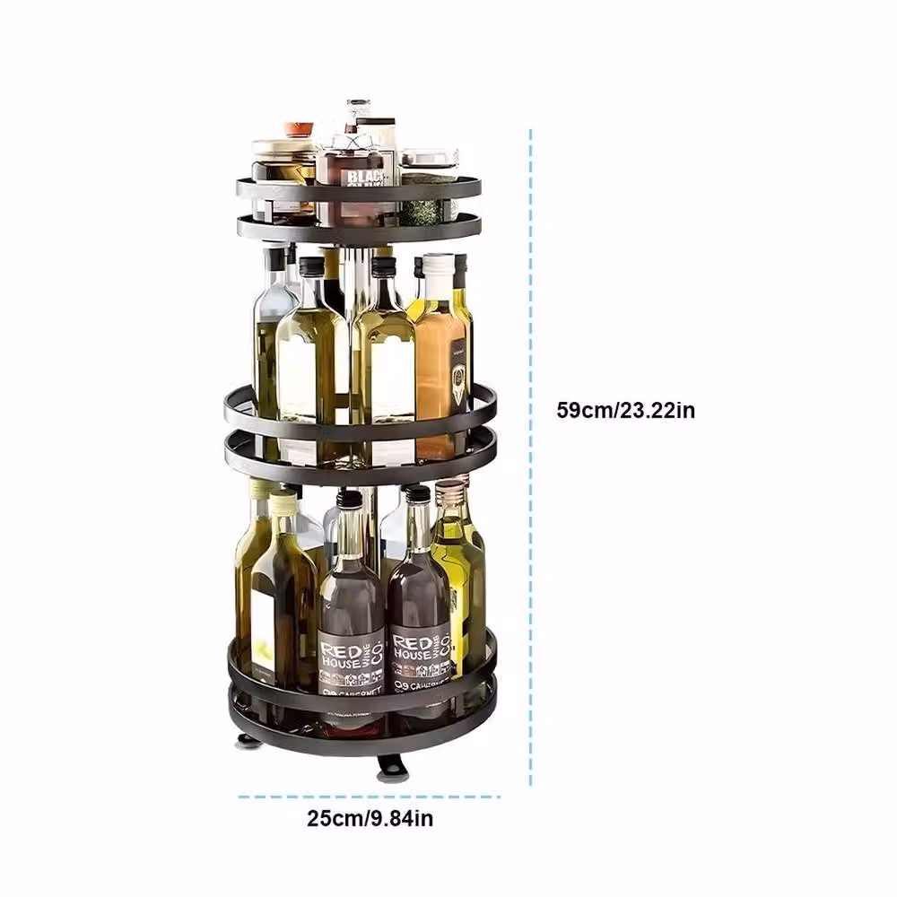 Kelvenix Rotating Metal Kitchen Spice Rack Organiser in Black – 2