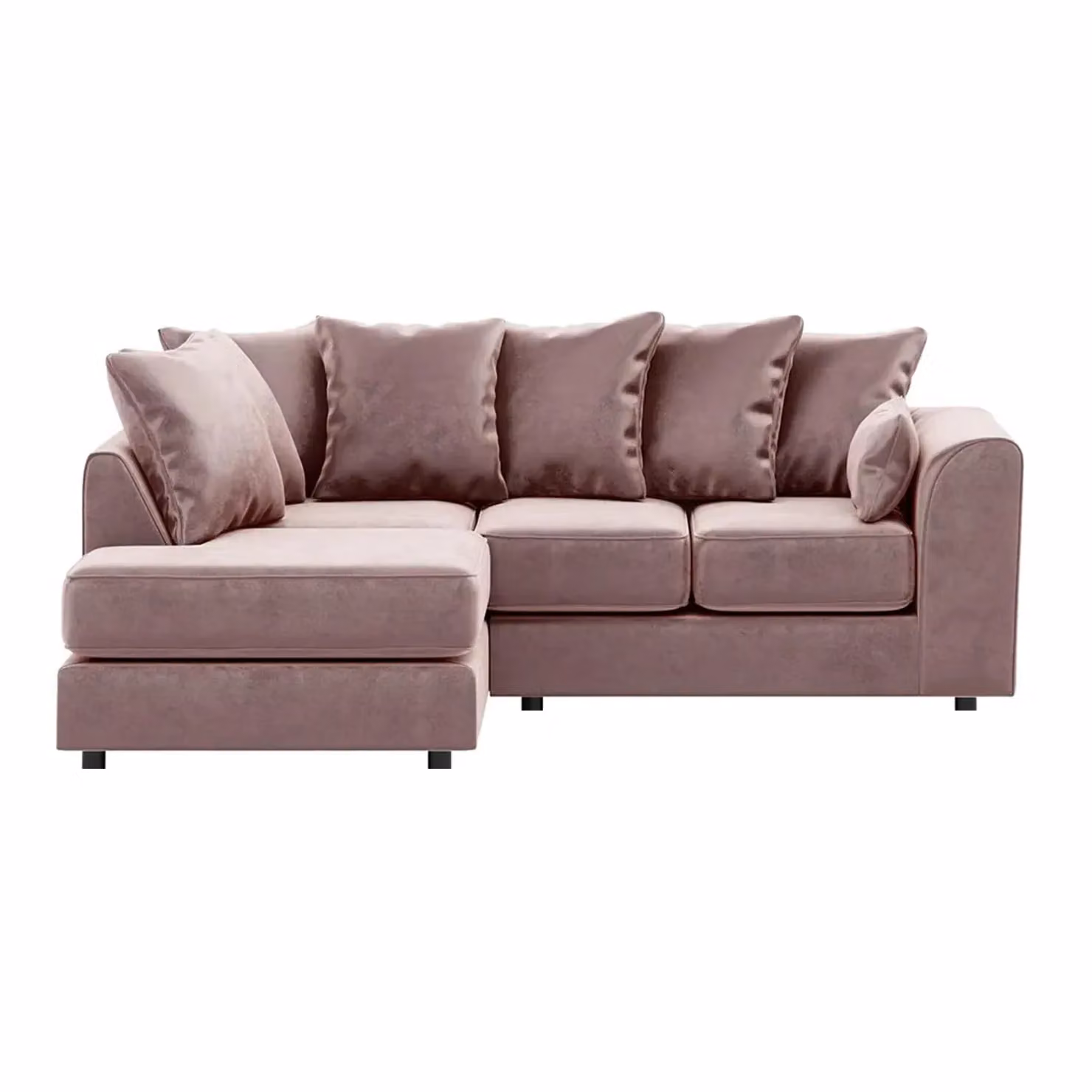 Furnishings For Less UK Brooklyn Pink Plush Velvet L Shaped Corner Sofa, 3 to 4 Seater, Left Hand Facing – 2