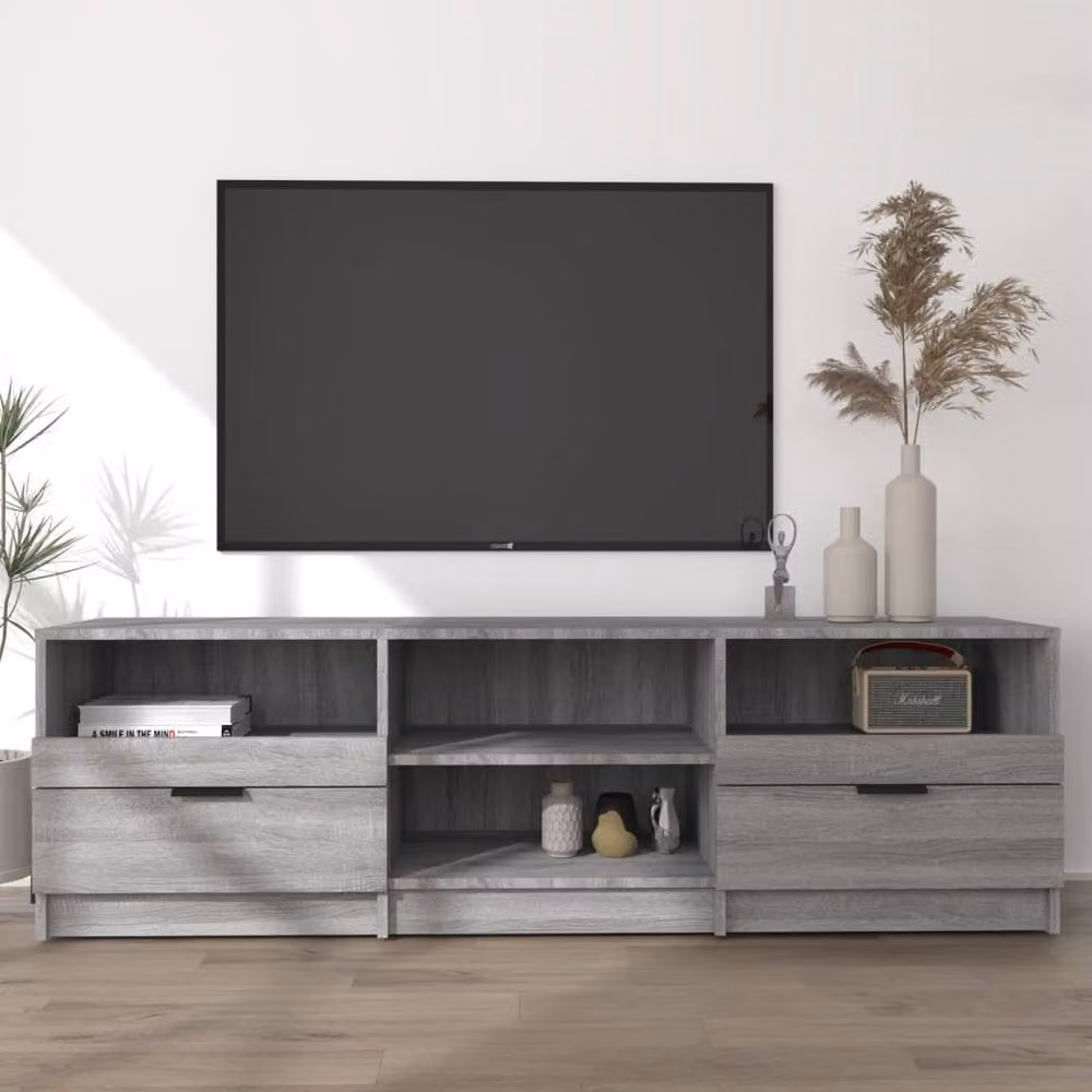 Berkfield Home Modern Grey Sonoma TV Cabinet, W: 150 cm, D: 33.5 cm, H: 45 cm – 2