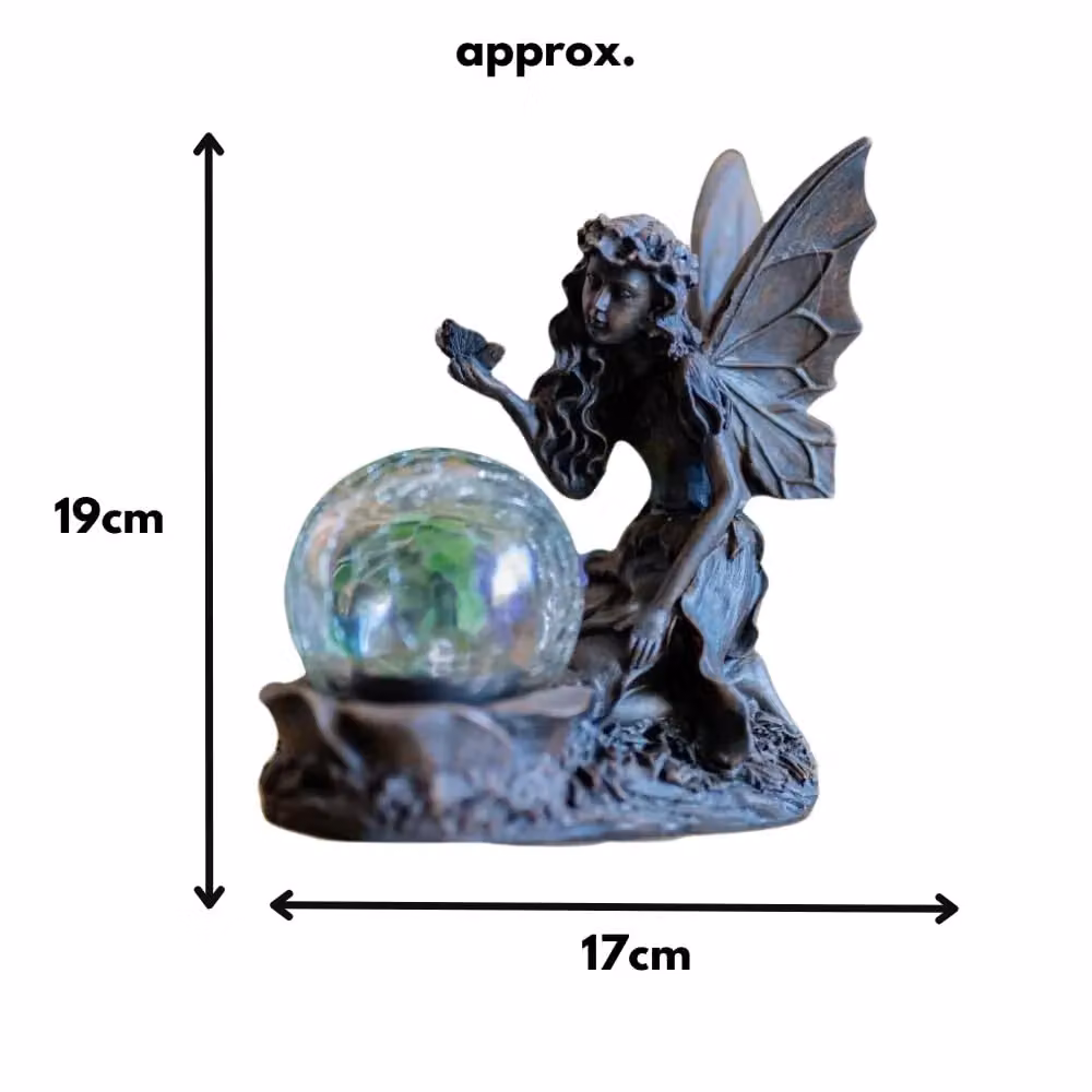 Marco Paul Multicolour Fairy with Crystal Ball Solar Garden Ornament, Height: 19 cm – 3