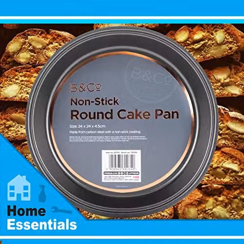 B&Co Non Stick Round Cake Tin, Silver Carbon Steel, 24 cm – 3