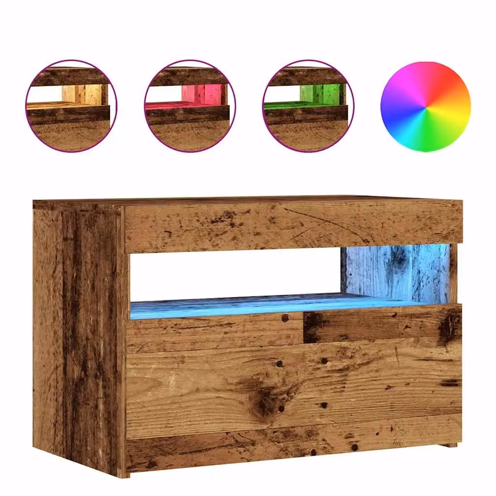 Berkfield Home Modern TV Cabinet with Integrated LED Lights in Brown, W/D/H: 60 x 35 x 40 cm – 2
