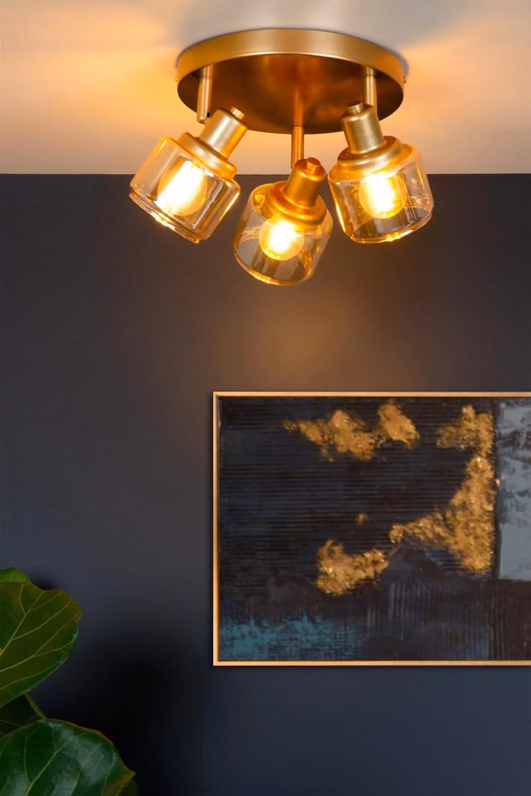 Lucide BJORN Dimmable and Adjustable Rotatable Ceiling Spotlight in Gold/Brass with 3 x E14 Sockets – 2