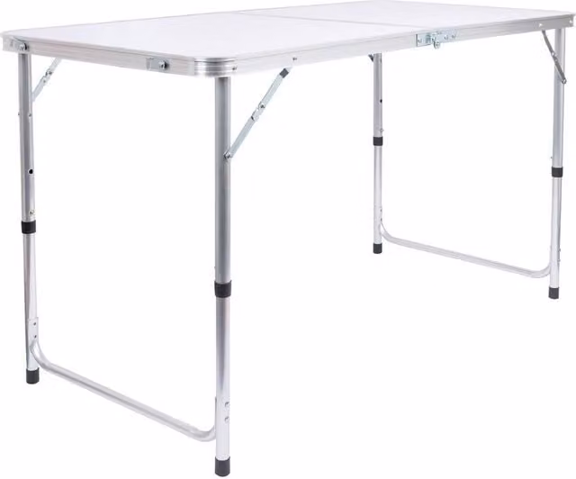 FORGEVIO Height Adjustable Aluminium and Wood Folding Picnic Table in White
