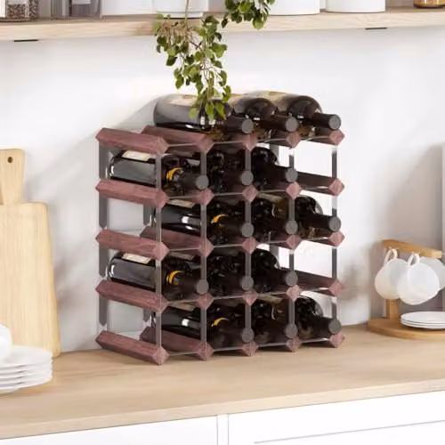 vidaXL Brown Solid Pine Wood Wine Rack for 20 Bottles, W/D/H: 83 x 41.5 x 41.5 cm – 2