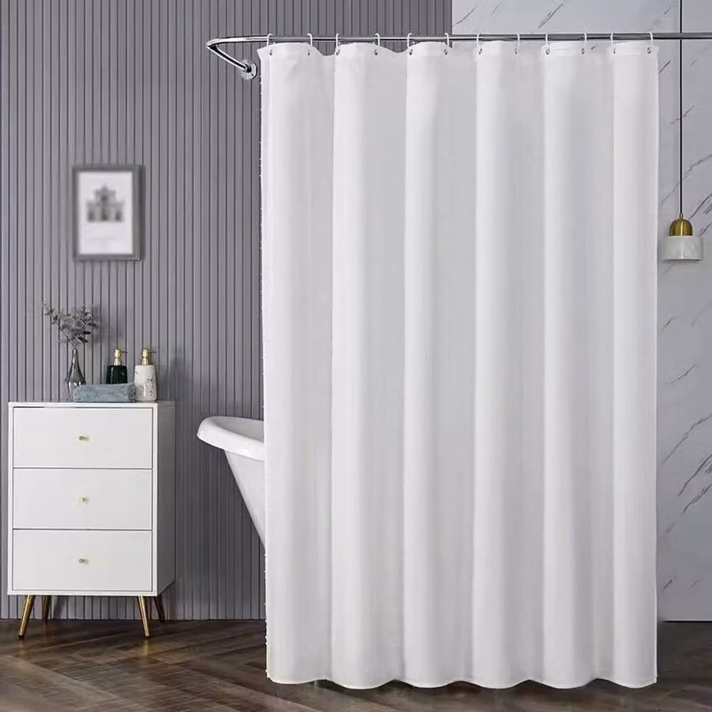 PAWNORA White Extra Long Polyester Fabric Shower Curtain, Waterproof and Mould Resistant – 2