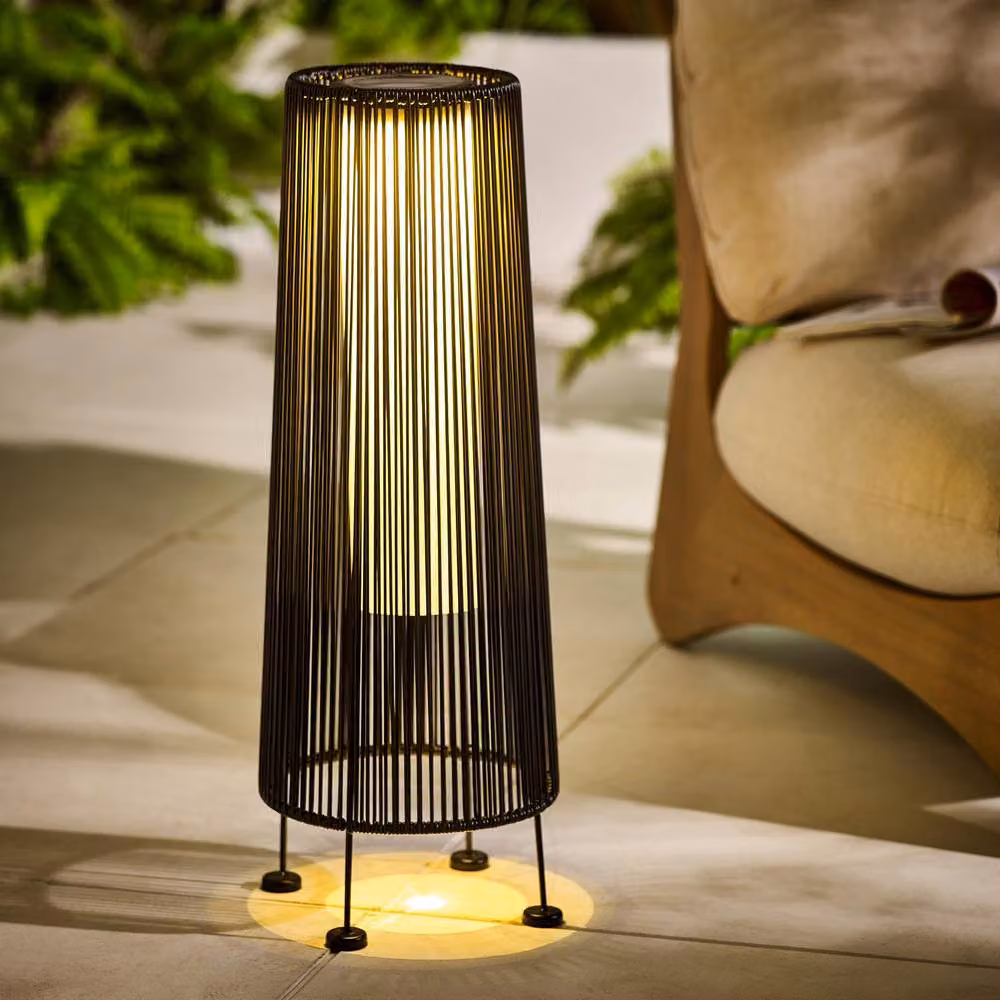 FurnitureboxUK Naples Black Rattan Solar LED Outdoor Lantern – 3