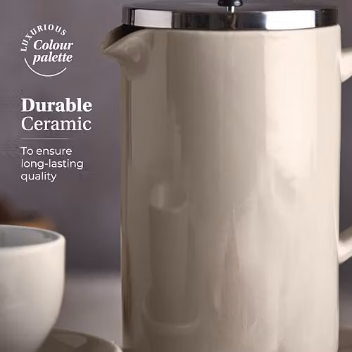 Barbary & Oak Nattura Ceramic Cafetiere French Press with Stainless Steel Plunger, 800ml, Agave – 6