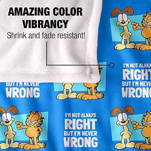 LOGOVISION Garfield Not Always Right Super Soft White Fleece Throw Blanket W/D/H: 152 x 127 x 1 cm – 3