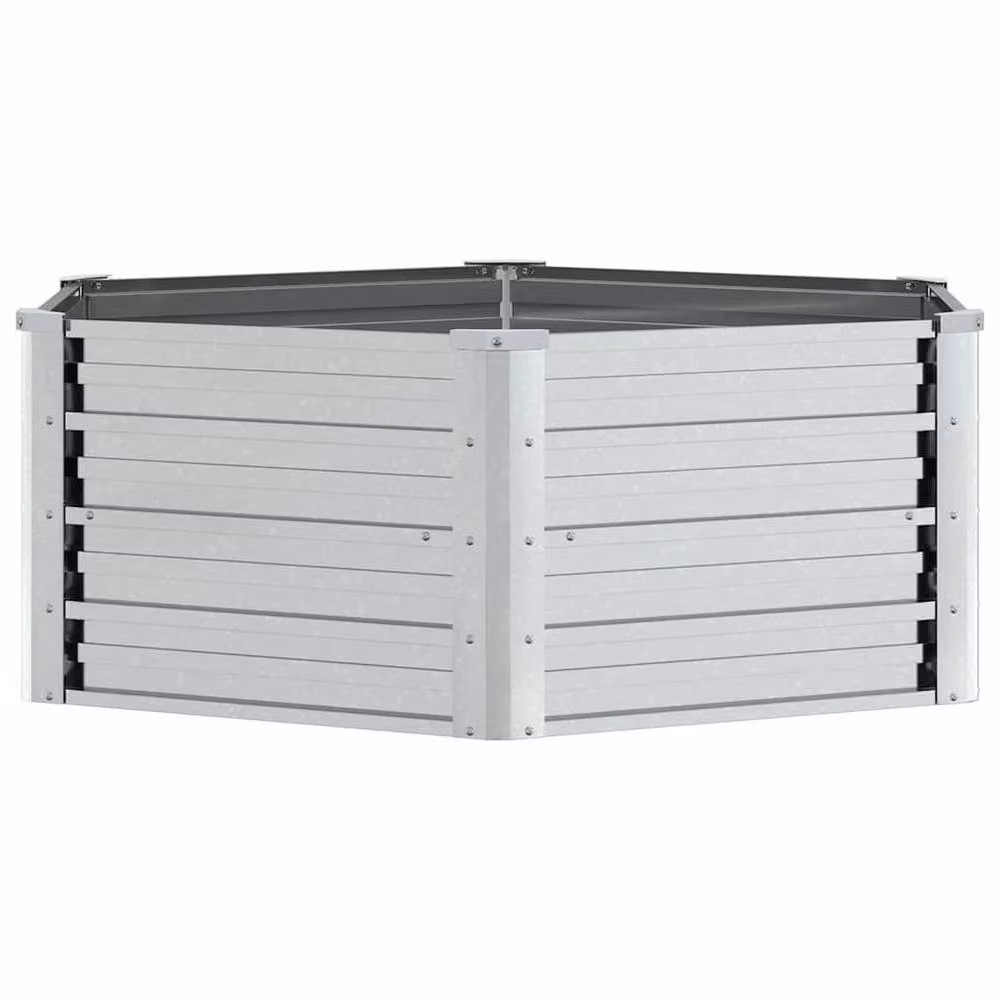 Berkfield Home Garden Raised Bed in Silver Galvanised Steel, W: 129 cm, D: 45 cm, H: 45 cm – 3