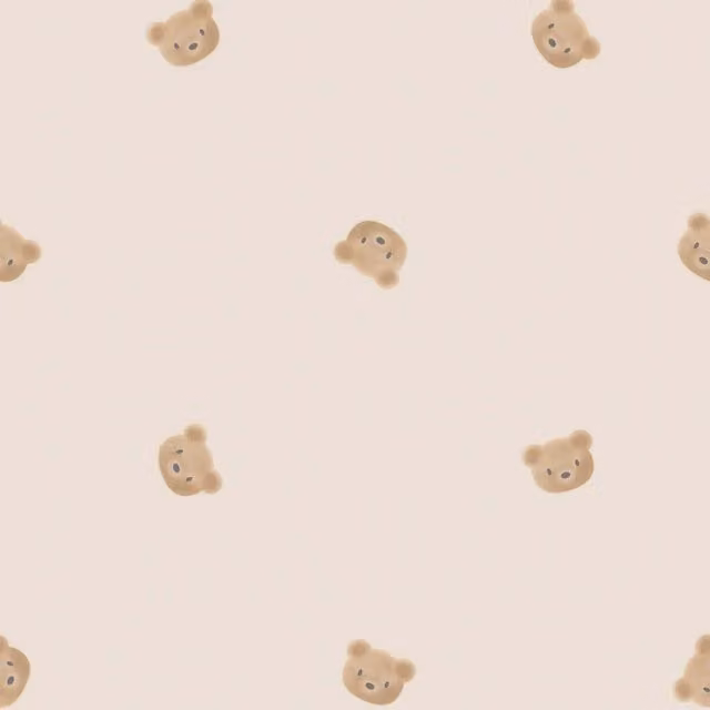 I Love Wallpaper Cozy Bear Kids Wallpaper in Stone, Beige and Yellow