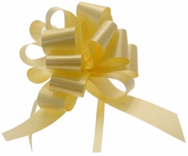 Kingsbury Gifts Pack of 30 Plain Light Yellow Pull Bows Ribbon (Width: 3.1 cm)