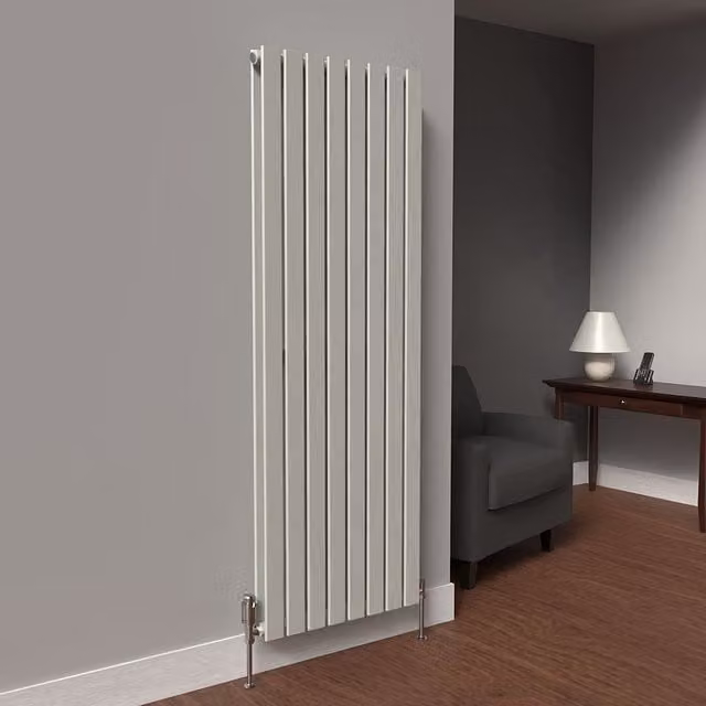 Lux Heat Flat Coloured Vertical Steel Radiator in Dove Grey, H: 160 cm x W: 56 cm