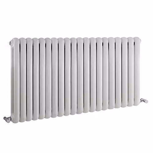 Hudson Reed HSA003 Salvia Modern Double Panel Horizontal Designer Bathroom Radiator, Gloss White, W: 122.3 cm, H: 63.5 cm – 1