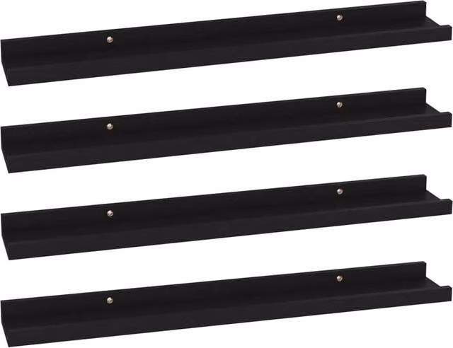 Berkfield Home Wall Mounted Shelves, 4 Piece Set, Black, W: 60 cm, D: 9 cm, H: 3 cm – 1