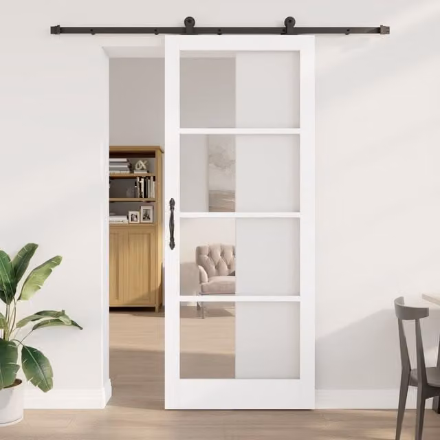 Berkfield Home Orkdal Modern Sliding Door with Hardware Set, White, W: 93 cm, H: 232 cm – 1