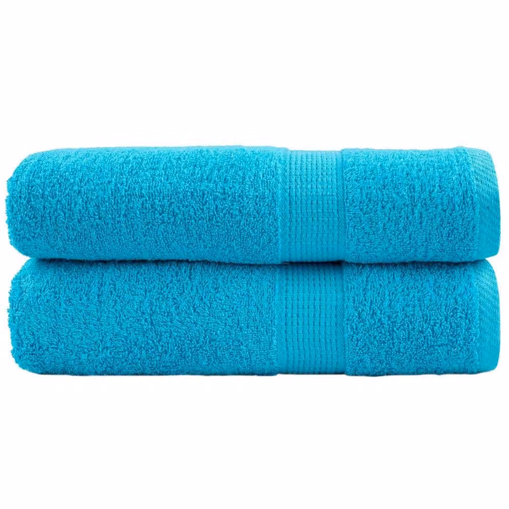 Berkfield Home SOLUND Premium Cotton Terry Shower Towels, Turquoise, 2 Pack, W: 70 cm, L: 140 cm, 600 gsm – 2