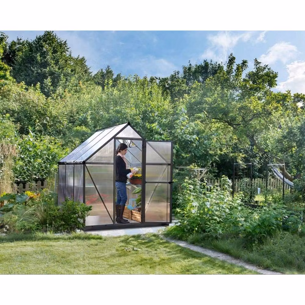 Palram Mythos 6X6 Freestanding Polycarbonate Greenhouse in Grey – 2