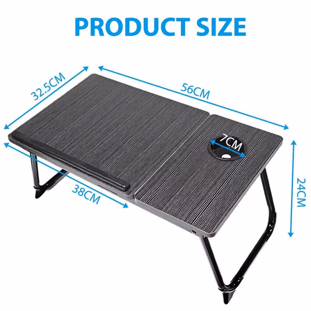 EONLION Folding Laptop Table and Bed Tray Computer Desk in Black, 100 cm – 2