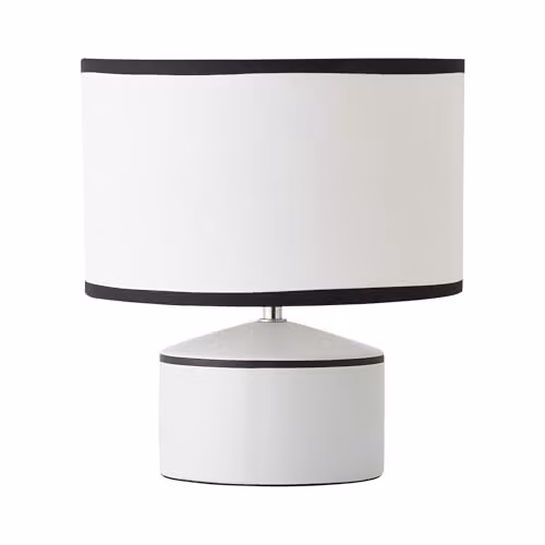 ValueLights Julia Ceramic Table Lamp with White Linen Shade and Bulb in Black and White – 2
