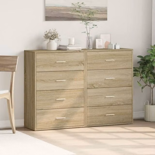 Berkfield Home Set of 2 Sonoma Oak Sideboards in Brown, W/D/H: 60 x 31 x 84 cm
