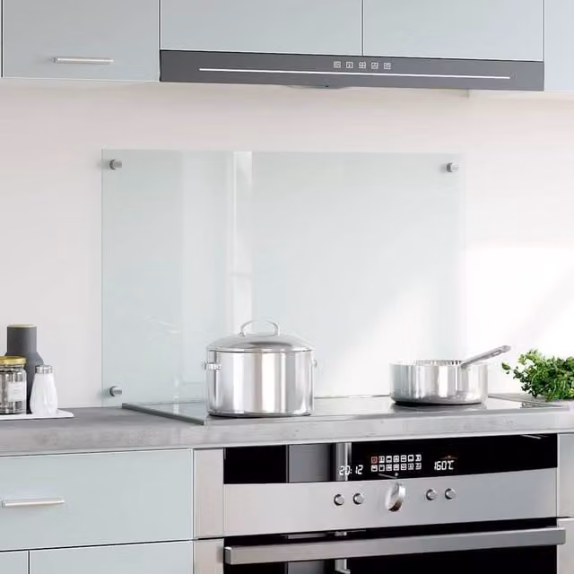 Berkfield Home Transparent Tempered Glass Kitchen Backsplash, W: 80 cm, H: 50 cm – 1