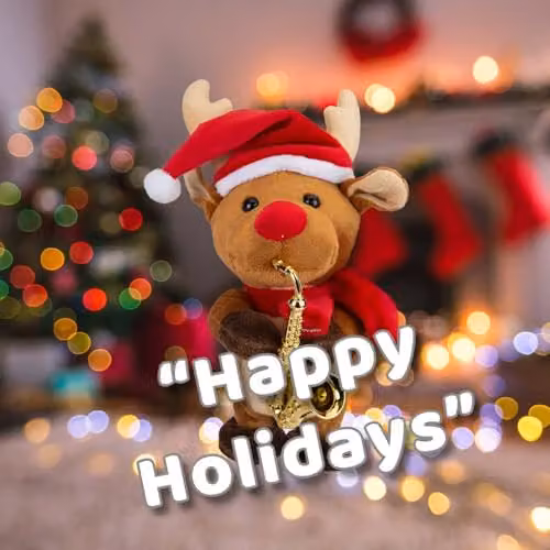 VFM e-Store Musical Reindeer Christmas Decoration, White and Multicolour, W: 20 cm, D: 14 cm, H: 14 cm – 4