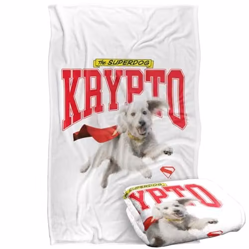 Warner Bros. Superman 2025 Krypto College Super Soft Silky Touch Fleece Throw Blanket, Multicolour