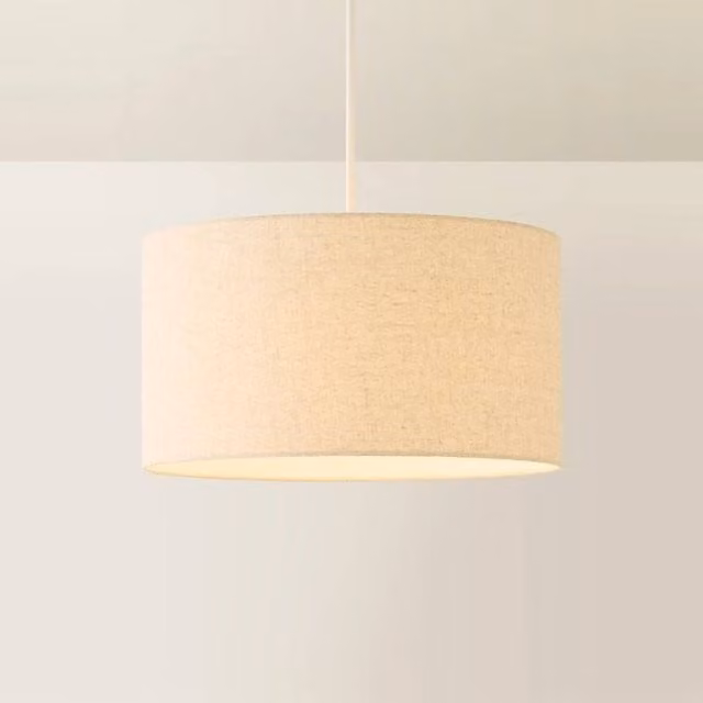 FORGEVIO Modern Fabric Cylinder Pendant Light Shade in Beige, Diameter: 45 cm