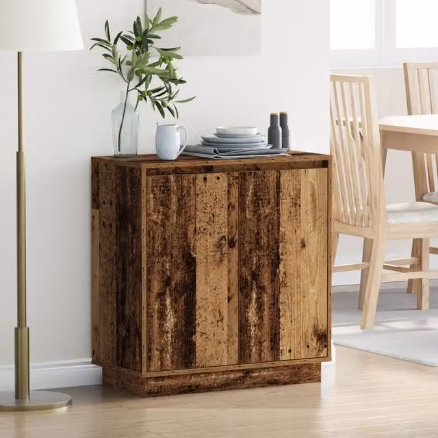 Berkfield Home Rustic Brown Sideboard with Integrated LED Lighting, W/D/H: 71 x 34.5 x 75 cm – 1