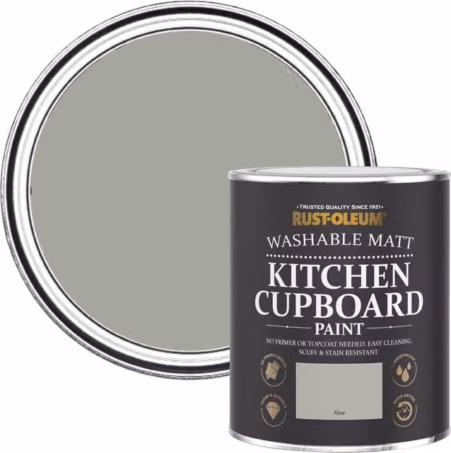 Rust-Oleum Chalky Kitchen Cupboard Paint in Aloe Green with a Dead Matt Finish