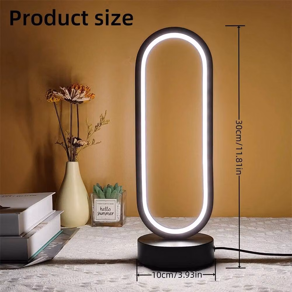 EONLION Black Dimmable LED Ring Tabletop Lamp with Three-Colour Dimming – 2