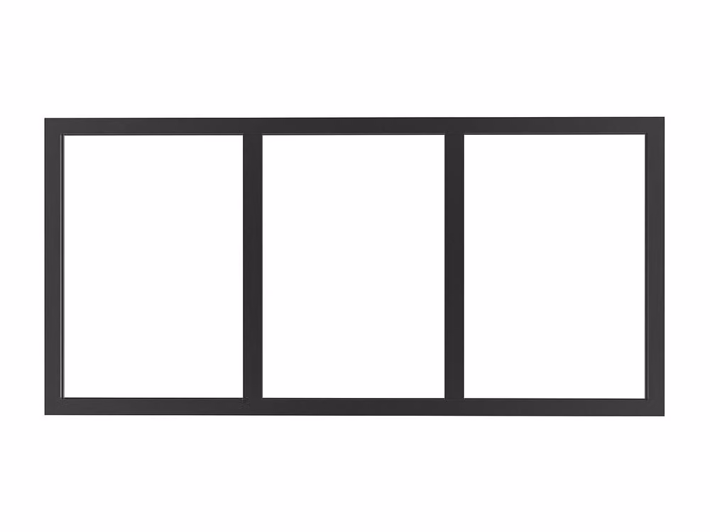 Vente-unique Studio-Style Triple Window in Powder Coated Aluminium, Black, W83 x H40 cm – 2