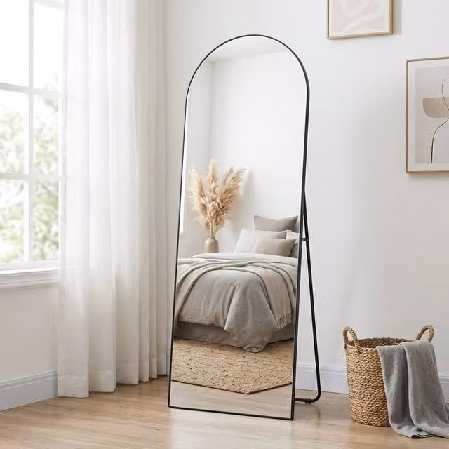 STILVORA Full Length Arched Freestanding Mirror in Black