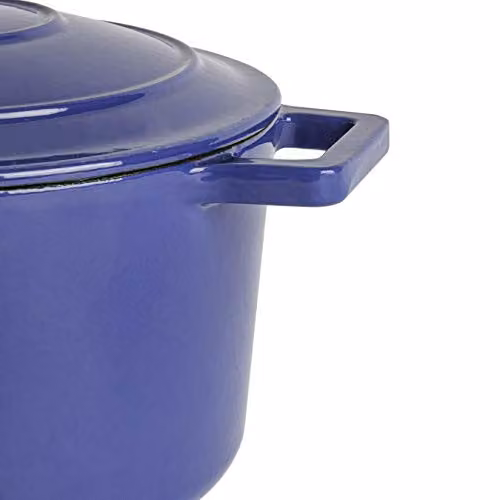Argon Tableware Midnight Blue Enamelled Cast Iron Round Casserole Dish with Self-Basting Lid, 4.5 l – 4