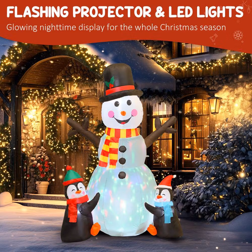 STILVORA Inflatable White Snowman with Multicolour LED Lights – 6